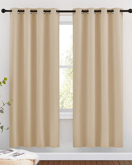 NICETOWN Blackout Draperies Curtains Panels - Window Treatment Thermal Insulated Solid Grommet Blackout Curtains/Panels/Drapes for Bedroom (Biscotti Beige, Set of 2, 46 by 72 Inch)