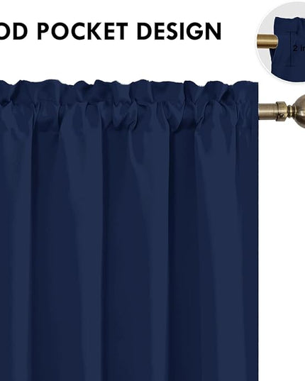 DWCN Navy Blue Blackout Curtains for Living Room 84 Inch Length 2 Panels Set, Window Drapes Thermal Insulated Room Darkening Rod Pocket Curtains for Kids Boys Room (W42 x L84 Inch, Navy Blue)