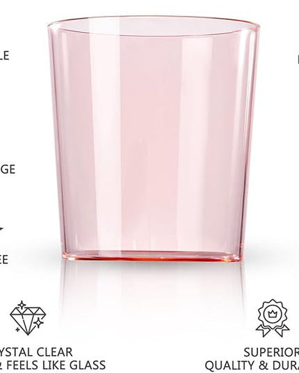 Liacere Plastic Drinking Glasses (Set of 12) 14 oz Pink Reusable Plastic Glasses Colors，Kitchen Water Glasses Cup,Bar Tumbler Glassware Set for Beer, Juice, Cocktail, Whiskey for Valentine’s Day