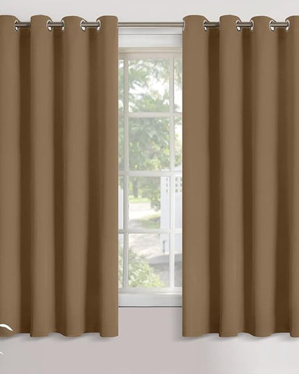 YoungsTex Taupe Blackout Curtains for Bedroom 63 Inch Length - Thermal Insulated Window Drapes with Grommet Room Darkening Privacy for Living Room, 2 Panels, 52 x 63 Inch