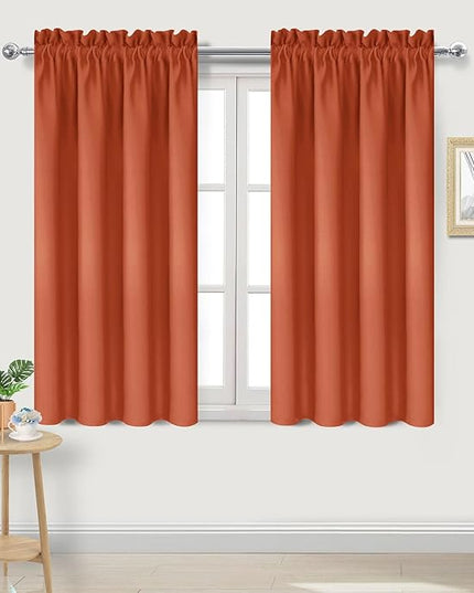 DWCN Blackout Curtains Thermal Insulated, Energy Saving & Noise Reducing Bedroom and Living Room Curtains, Burnt Ochre, W 38x L 54 Inch, Set of 2 Rod Pocket Curtain Panels