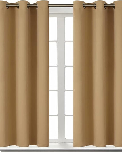 BGment Blackout Curtains - Grommet Thermal Insulated Room Darkening Bedroom and Living Room Curtains, Set of 2 Curtain Panels (38 x 54 Inch, Khaki)