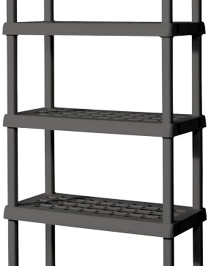 Sterilite 2-Pack 5 Shelf Unit, Heavy-Duty Shelving Storage Rack for Home and Garage, Gray - Multipurpose Plastic Organizer Shelves for Smart Organization
