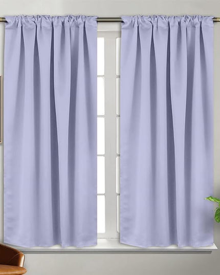 BGment Rod Pocket and Back Tab Blackout Curtains for Bedroom - Thermal Insulated Room Darkening Curtains for Living Room, 2 Window Curtain Panels (38 x 45 Inch, Lavander)
