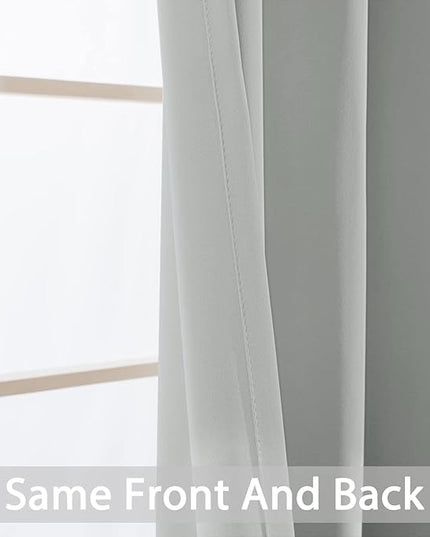 Yakamok Soft and Smooth Blackout Curtains for Bedroom - Grommet Thermal Insulated Room Darkening Curtains for Living Room, Set of 2 Panels (42 x 72Inch, Light Grey)