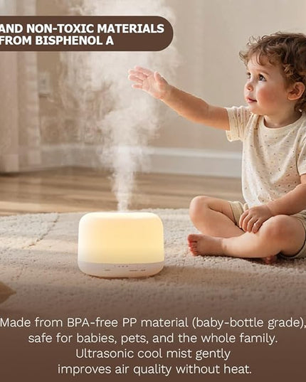 Essential Oil Diffuser 500ml,Aromatherapy Diffuser with 7 LED Lights,Quiet Air Humidifier 4-in-1 with Timer & Auto-Off,Compact Scent Diffuser for Bedroom,Yoga,SPA,Baby Room(Basic Edition)