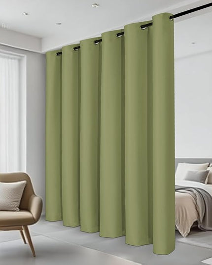 JIUZHEN Room Divider Curtains for Bedroom/Living Room, Thermal Insulated Blackout Door Curtain, Grommet Top Sliding Door Curtains (Olive Green, W100 by L84, 1 Panel)