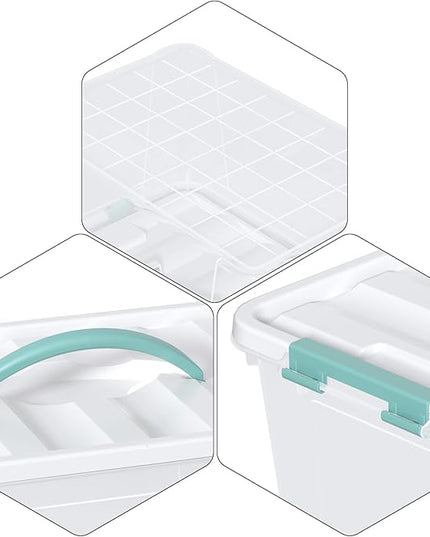 Ramddy 6-Pack 14 Quart Plastic Storage Bin with Handle, Clear Latching Container Box