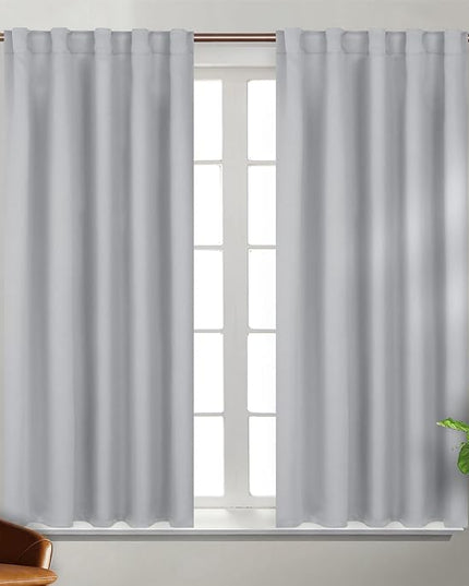 BGment Rod Pocket and Back Tab Blackout Curtains for Bedroom - Thermal Insulated Room Darkening Curtains for Living Room, 2 Window Curtain Panels (42 x 54 Inch, Light Grey)