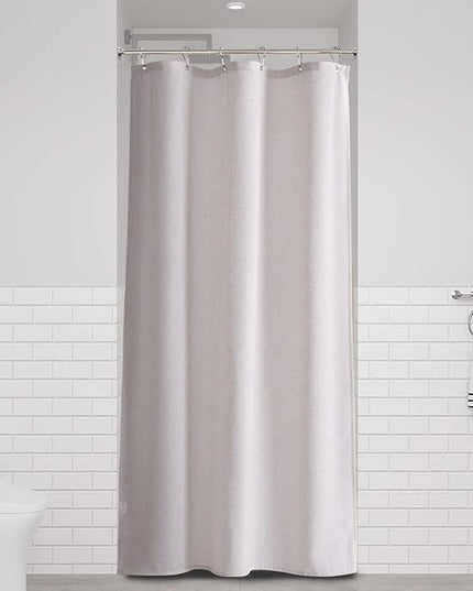 Naturoom 36 Inch Shower Curtain - Stall Narrow Half Green Linen Ultra Thick Fabric Shower Curtain Set with Hooks, Boho Farmhouse Rustic RV Camper Bath Curtains for Bathroom, Champagne, 36x72