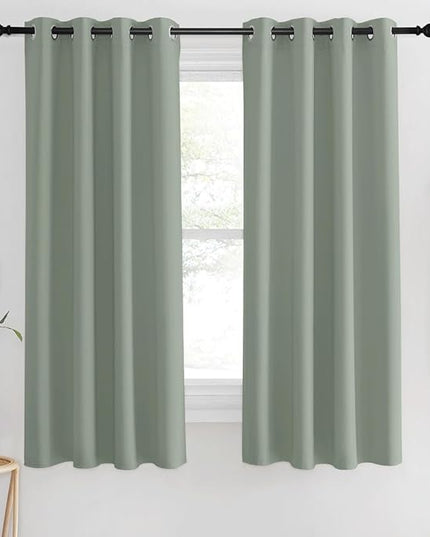 NICETOWN Blackout Sage Green Curtain for Classroom, Thermal Insulated Grommet Room Darkening Window Treatment Sound Reducing for Bedroom/Home Office, 1 Panel, W46 x L63