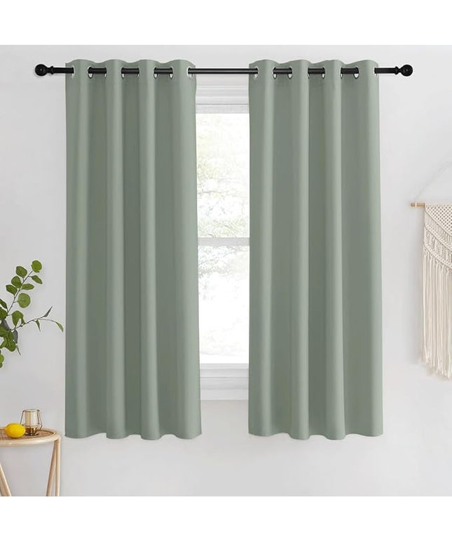 NICETOWN Blackout Sage Green Curtain for Classroom, Thermal Insulated Grommet Room Darkening Window Treatment Sound Reducing for Bedroom/Home Office, 1 Panel, W46 x L63