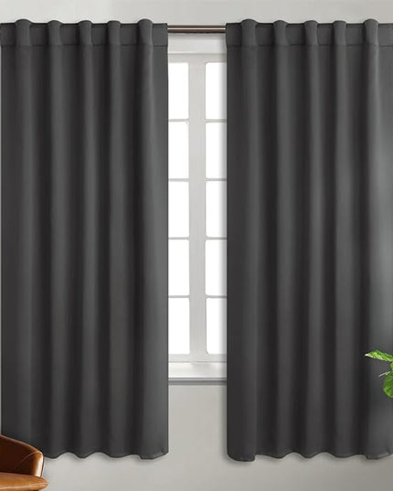 BGment Grey Curtains for Living Room 72 inch Length 2 Panels - Thermal Insulated Curtains for Bedroom Rod Pocket and Back Tab Room Darkening Curtains, 42 x 72 Inch, Dark Grey