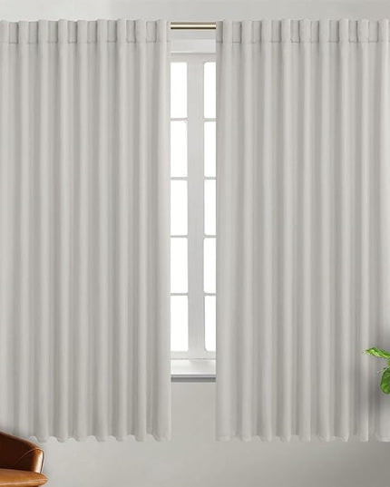 BGment Wide Blackout Curtains 63 inch - Rod Pocket and Back Tab Thermal Insulated Room Darkening Curtains for Living Room, 70 x 63 Inch, Natural Camel, 2 Window Panels