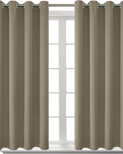 BGment Room Darkening Curtains 45 Inches Long - Grommet Thermal Insulated Drapes Window Treatment Curtains for Bedroom, 2 Panels, 52 x 45 Inch, Cocoa
