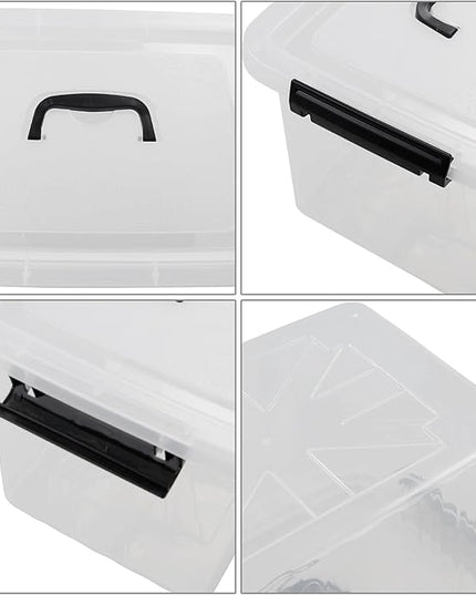 Zopnny 12 Quart Storage Latch Bins with Handles, Plastic Clear Storage Box with Lid, 6 Pack