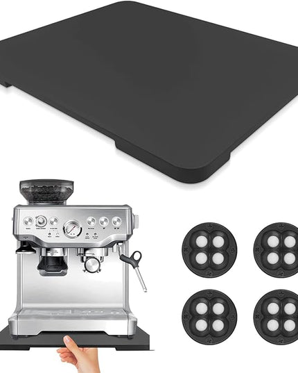 Appliance Slider 360° Rolling Tray for Coffee Maker Bamboo Coffee Pot Slider Tray for Countertop Rotation Sliding Tray with Wheels, Appliances Mat Easily from Under The Cabinet Black(15.7"×13")