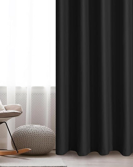 JIUZHEN Room Divider Curtains for Bedroom/Living Room, Thermal Insulated Blackout Door Curtain, Grommet Top Sliding Door Curtains (Black, W80 by L84, 1 Panel)