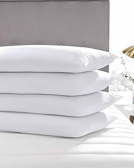 Medium Support Bed Pillows Standard Size Set of 4 Pack for Sleeping 20"x26", Hypoallergenic Skin Friendly Down Alternative Filling for Side Stomach Back Sleeper Machine Washable