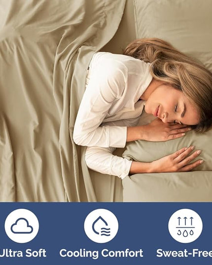 Twin XL Size 3 Piece Sheet Set - Comfy Breathable & Cooling Bed Sheets Set - Hotel Luxury Bedding for Women, Men, Kids, Teens, Boys & Girls - Deep Pockets, Ultra-Soft, Wrinkle Free - Oeko-Tex - Beige