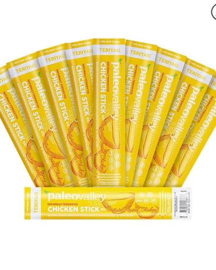 Paleovalley Pasture-Raised Chicken Sticks – 10 Pack – 7g Protein per Stick – Keto-Friendly, Paleo, Gluten-Free, Nitrate-Free – On-the-Go Snack (10 Pack, Teriyaki)
