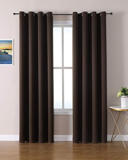 ChrisDowa Grommet Blackout Curtains for Bedroom and Living Room - 2 Panels Set Thermal Insulated Room Darkening Curtains (Brown, 52W x 95L)