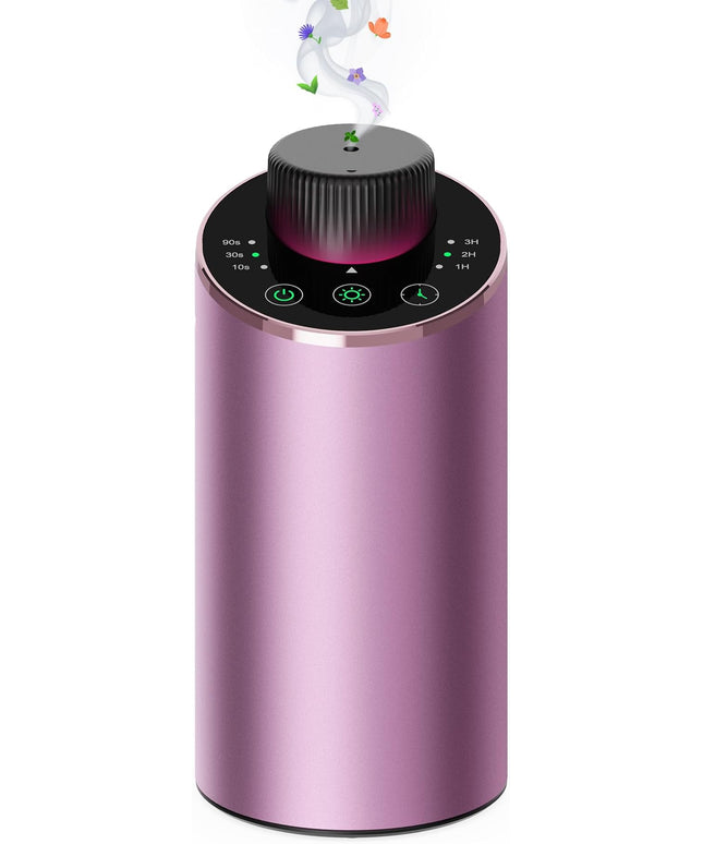 Waterless Essential Oil Diffuser Scent Aromatherapy Diffusers for Home Large Room, Car, Office, Portable Battery Operated Cordless Air Freshener, 4 Timers & 3 Mist Levels, 100ml Capacity (Pink)