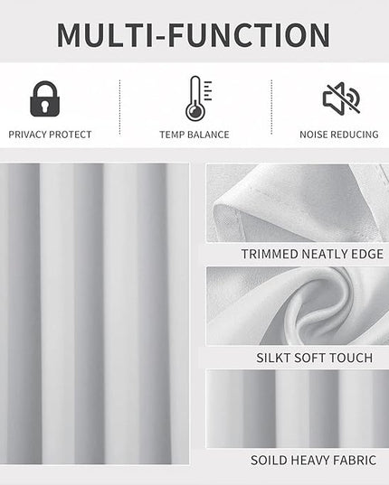 Joydeco White Curtains 108 Inches Long 2 Panels Set, Thermal Insulated Long Curtains& Drapes 2 Burg, Room Darkening Grommet Drapes for Living Room Bedroom Window (W52 x L108 Inch, Greyish White)