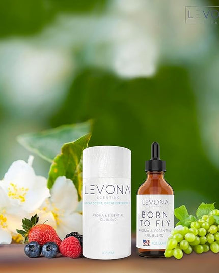 Levona Scent Essential Oils - Scents for Home, Hotel & Office Use - Perfect for Home Diffuser & Humidifiers - Aroma Fragrance Oil, Ideal for Massage, Relaxation, and Spa - Born to Fly, 120ml