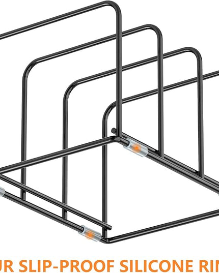 Kitchen Cabinet Organizer - Steel Cookware Rack, Divided Holder with 3 Slots for Skillets, Baking Tray and Chopping Board - Pan Storage (2.2 Inch Width Slots)