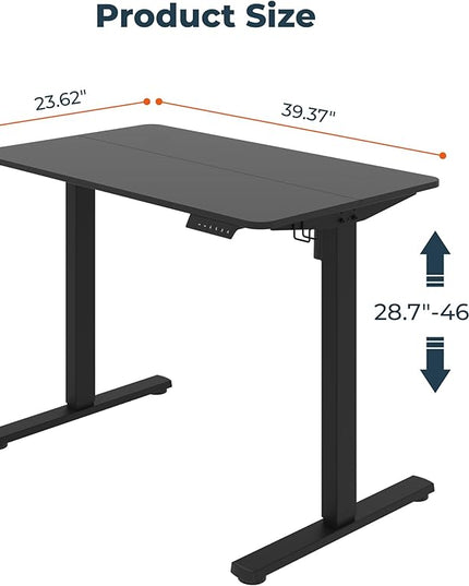Adjustable Stand Up Desk Standing Desk, 40x24 Inches Home Office Desks with Memory Preset Computer Workstation, Splice Black Top + Black Frame