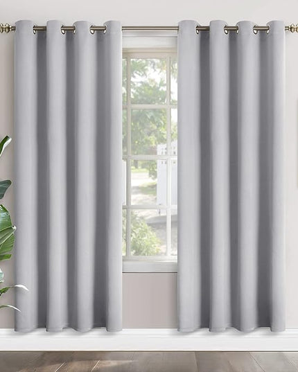 YoungsTex Light Grey Blackout Curtains 80 Inch Length for Living Room - Thermal Insulated with Grommet Room Darkening Window Treatments Privacy for Dining Bedroom, 2 Panels, 52 x 80 Inch