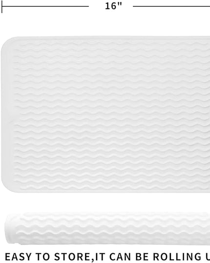 Silicone Dish Drying Mat for Multiple Usage,Easy clean,Eco-friendly,Heat-resistant Silicone Mat for Kitchen Counter or Sink,Refrigerator or drawer liner Translucent L 16 inches x 12 inches
