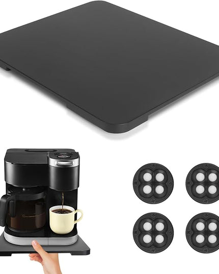 Appliance Slider 360° Rolling Tray for Coffee Maker Bamboo Coffee Pot Slider Tray Countertop Rotation Sliding Tray with Wheels, Small Appliances Mat Easily from Under the Cabinet Black(13.9"×11.6")