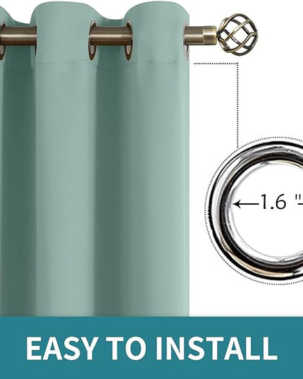 BGment Blackout Curtains - Grommet Thermal Insulated Room Darkening Bedroom and Living Room Curtains, Set of 2 Panels (70 x 84 Inch, Frosty Green)