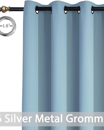Yakamok Extra Wide Blackout Curtain for Sliding Glass Door, Grommet Thermal Insulated Room Divider Curtain 100W x 84L inch, Room Darkening Patio Curtain,8.3ft Wide x 7ft Tall, 1 Panel,Sky Blue