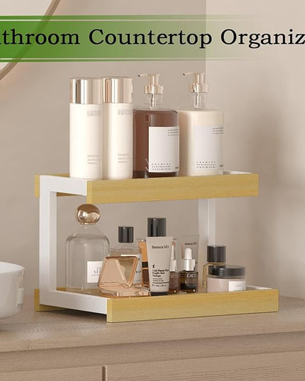 MARTY 2 Tier Spice Rack Organizer for Countertop, 15.8''L Coffee Station/Bathroom Organizer Countertop, Counter Shelf Desktop Storage Organizer for Kitchen, Bedroom, Office