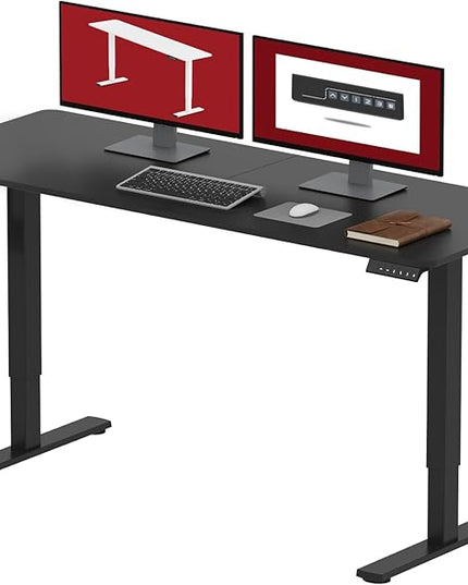 SANODESK Electric Standing Desk 55x24 Inch Height Adjustable Stand Up Desk Home Office Computer Workstation Sit Stand Home Office Desk with Splice Board (Black Frame + Black Top)