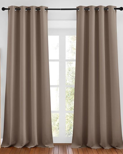 NICETOWN Cappuccino Blackout Bedroom Curtains 96 inches Long, Grommet Thermal Insulated Room Darkening Window Treatments Sound Reducing for Living Room, W46 x L96, 2 Panels