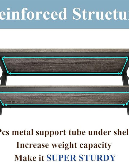 BON AUGURE Entryway Bench wiht Storage, Wood Metal Entry Way Bench, Modern Shoe Rack Benches for Bedroom Mudroom Foyer Indoor (47 inch Wide, Dark Grey Oak)