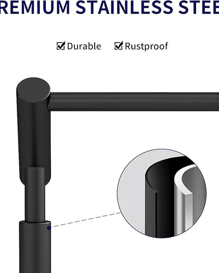 Toilet Paper Holder Free Standing, Matte Black Toilet Paper Stand 21.7" H, Stainless Steel Tissue Roll Holder for Bathroom, Heavy Weighted Base