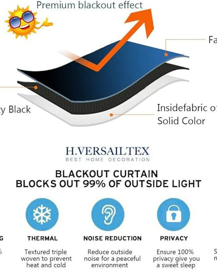 H.VERSAILTEX Blackout Curtains Thermal Insulated Window Treatment Panels Room Darkening Blackout Drapes for Living Room Back Tab/Rod Pocket Bedroom Draperies, 52 x 45 Inch, Light Sage, 2 Panels
