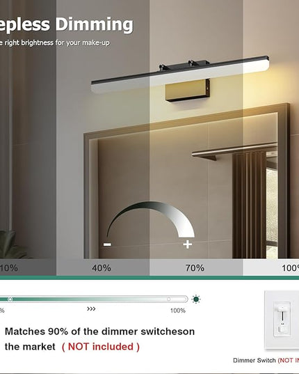 Black Vanity Light 24", 18W LED Bathroom Light Bar with 5CCT, Adjustable Angle & ETL Dimmable Driver – Modern Bathroom Vanity Light Fixture for Mirror, Powder Room, Bedroom, Apartment, Hotel