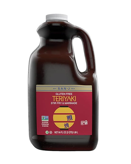 San-J - Gluten Free Teriyaki Sauce - Well-balanced Sauce for Cooking - Non-GMO - 64 oz. Container