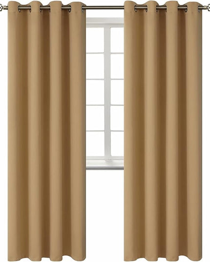 BGment Blackout Curtains for Living Room - Grommet Thermal Insulated Room Darkening Curtains for Bedroom, 2 Panels of 52 x 84 Inch, Khaki