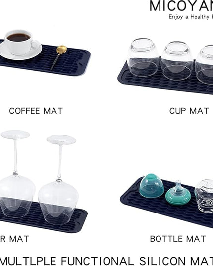 Silicone Dish Drying Mat for Multiple Usage,Easy clean,Eco-friendly,Heat-resistant Silicone Mat for Kitchen Counter or Sink,Refrigerator or Drawer Liner Navy Blue S 12 inches x 6 inches