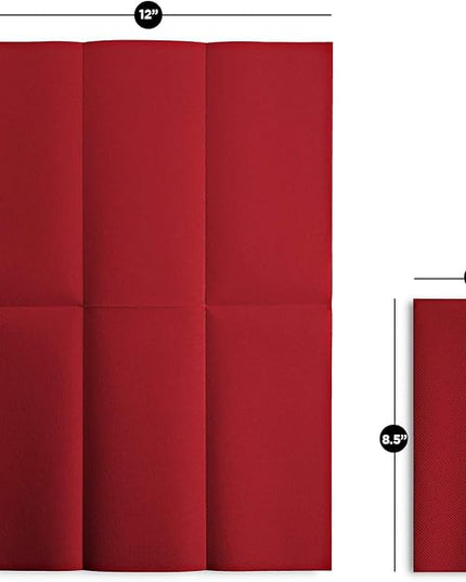 100 Linen-Feel Colored Paper Napkins - Decorative Cloth-Like Burgundy Dinner Napkins - Soft And Absorbent. For Kitchen, Party, Wedding, Bathroom Or Any Occasion. (Pack of 100)