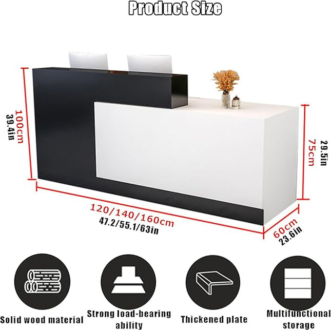 Reception Counter Desk, Front Counter Desk with Lockable Drawers, Modern Retail Counter,Home Office Desk Wooden Computer Desk Reception Table,for Checkout Office/Beauty Salon/Lobby