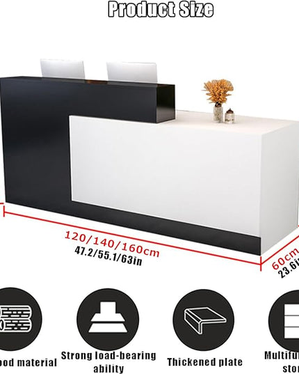 Reception Counter Desk, Front Counter Desk with Lockable Drawers, Modern Retail Counter,Home Office Desk Wooden Computer Desk Reception Table,for Checkout Office/Beauty Salon/Lobby