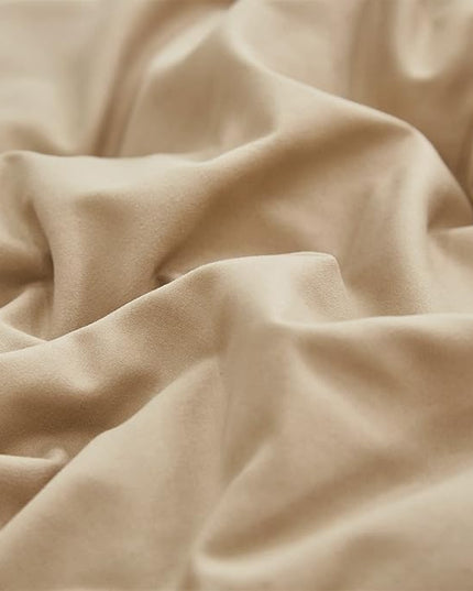 CLOTHKNOW Champagne Ruffles Queen Comforter Set 3Pcs Farmhouse Bedding Comforter Sets Soft Tan Comforter Khaki Comforter with 2 x Pillow Cases